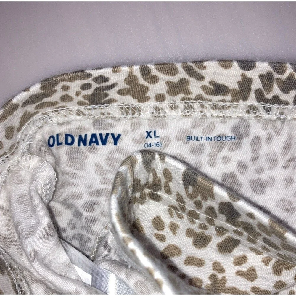 Old Navy Girl’s XL 14/16 Leggings White and Animal Print Built In Tough